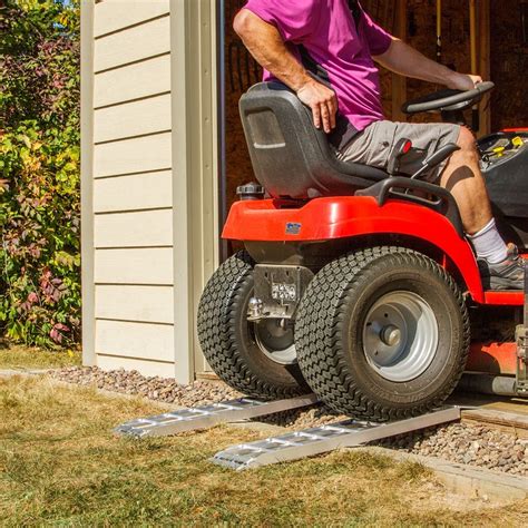 Works great to get my riding mower into a shed. The floor of the shed is roughly a 6 or 8 inch high off the ground. ... Mowers, Carts, and More - Shed Ramp Set (Set of 2) by Stalwart. $61.04 ($30.52 per item) $82.99 (32) Rated 4.5 out of 5 stars.32 total votes. Free shipping. Free shipping.