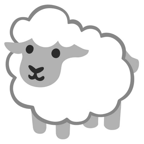 Sheep emoji android.  The ewe is depicted in profile, with visible wool texture, ...