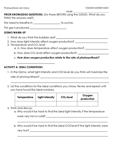 Sheet Gizmo Answer