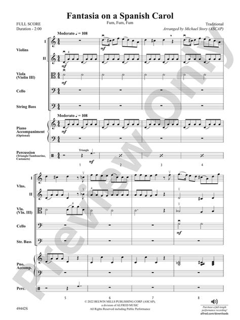 Sheet Music : Fantasia on a Spanish Carol (String Orchestra)