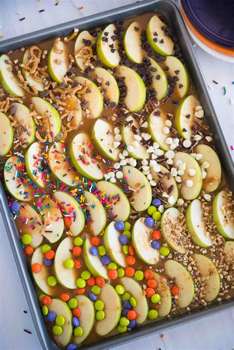 Sheet Pan Caramel Apples Sliced and ready to eat!