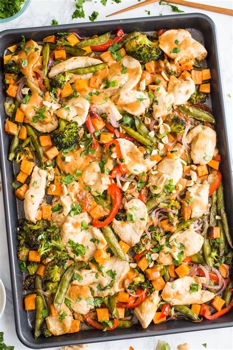 Sheet Pan Peanut Chicken and Veggies - Food with Feeling