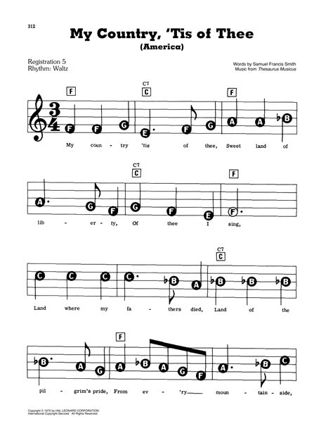 Learn how to play "My Country, 'Tis of Thee&quo