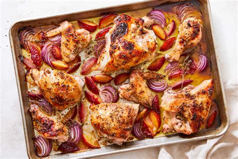 Sheet-Pan Chicken With Roasted Plums and Onions Recipe