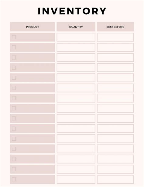 Sheets Inventory Template