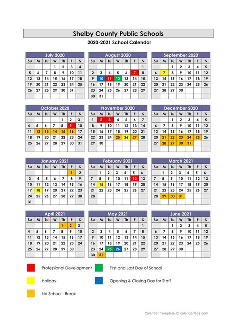 Shelby County Calendar