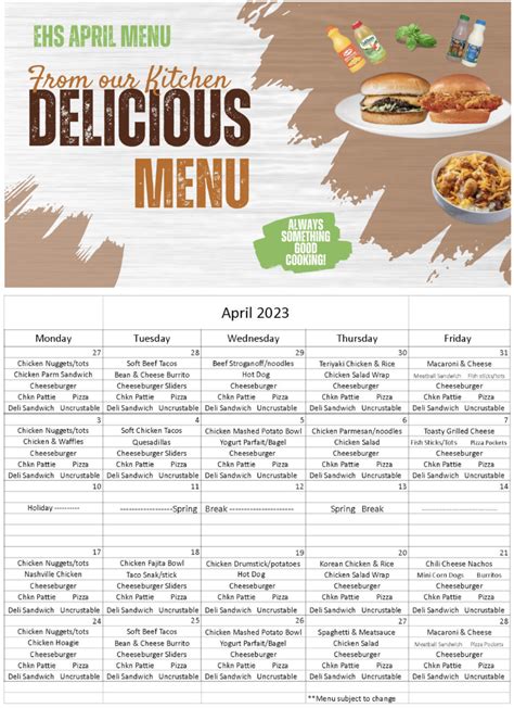 Sheldon high school lunch menu.  (Declaraci&oacute;n de no discriminaci&oacute;n) St...
