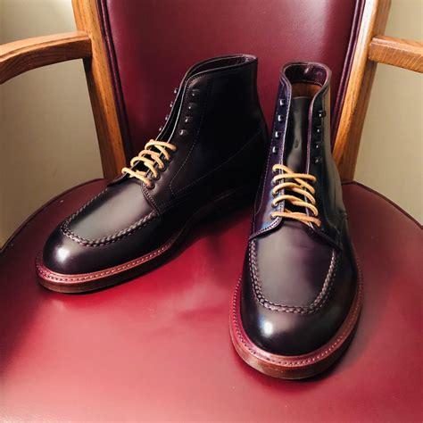Edward Boot Black Marbled Shell Cordovan. $795.00 USD. 4 interest-free installments, or from $71.76/mo with. Check your purchasing power. Quantity. Add to Cart. Description. Horween produces Black Marbled Shell Cordovan by applying several layers of black dye onto vegetable-tanned shells and then scraping off layers of the finish to produce its .... 
