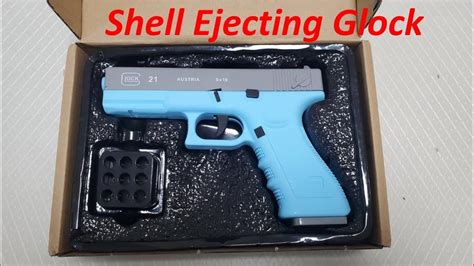 Shell ejecting airsoft glock.  Please remember to use responsibly: do not aim at face...