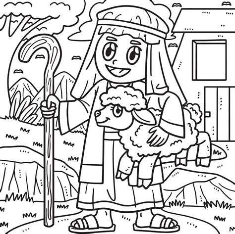 Shepherd And Sheep Coloring Page Get Coloring Pages