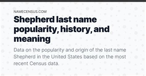 Shepherd Surname Meaning, History & Origin Select Surnames