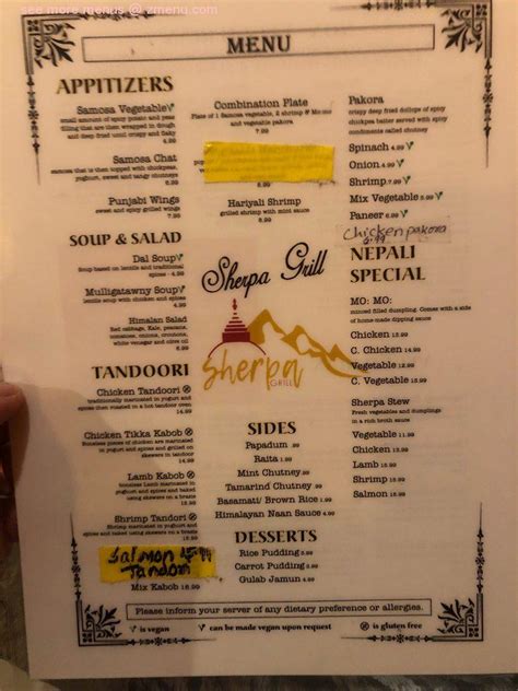 Sherpa Grill Indian Nepali Restaurant Menu - Greeley, CO