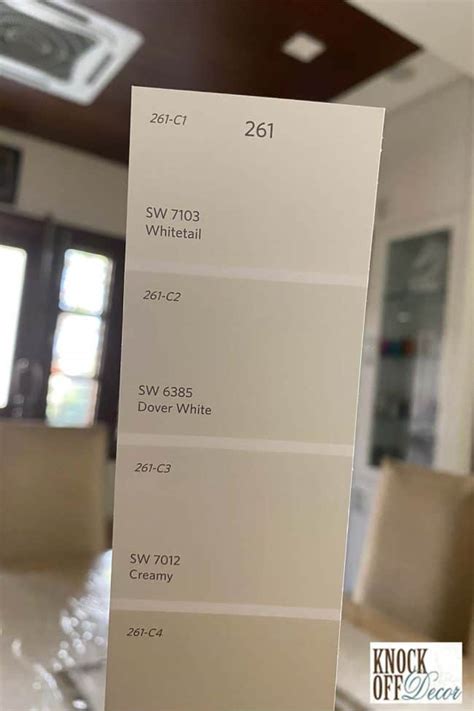 SW Creamy has an LRV of 81%, putting it right in the off-white range. This means it will reflect quite a bit of light but won't be as glaring or bright as a white with a higher LRV, such as Sherwin-Williams High Reflective White . Walls, ceiling, and trim are painted Sherwin-Williams Creamy 7012.. 
