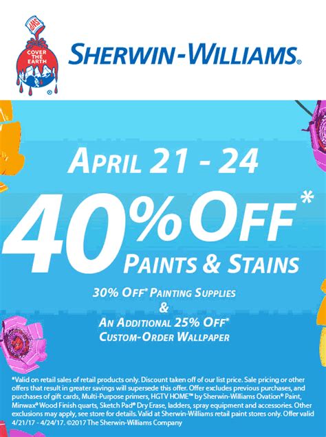 SHERWIN-WILLIAMS working coupon and promo codes active and valid for May 2024. Save online and don't pay full price with USA TODAY Coupons.. 