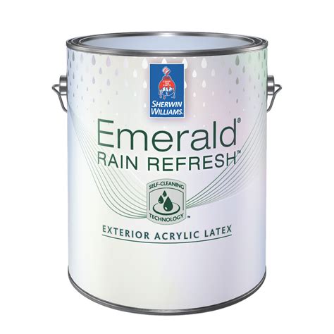 Sherwin williams rain refresh. Emerald Rain Refresh Exterior Acrylic Latex Paint. Emerald® Rain Refresh is an ultra-durable exterior coating with Self-Cleaning Technology™. Rain Refresh is formulated so dirt washes away upon contact with rain or water for a clean, fresh look with minimal maintenance. 