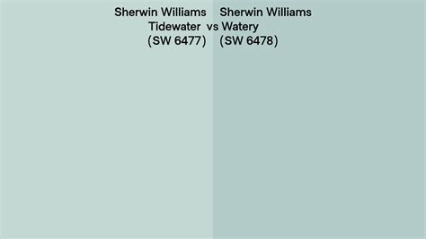 Atmospheric (SW 6505) vs Tidewater (SW 6477) This color comparison involves two colors that comes from the same color collection. The first one is named Atmospheric and also has a code SW 6505 assigned to it. The color chart is named Sherwin-Williams paint colors and it is quite popular among paint manufacturers and color designers. The swatch sample for Atmospheric (SW 6505) color is depicted ...