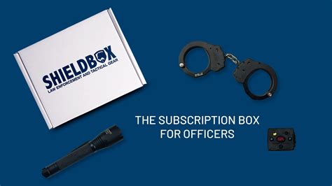Shieldbox. SHIELDBOX is a monthly subscription box designed for the law enforcement professional. Each month, we deliver useful gear, tools, supplies, and training materials tailored specifically for police officers, investigators, federal agents, and security personnel. 