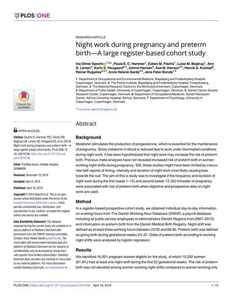 Shift and night work during pregnancy and preterm birth—a …