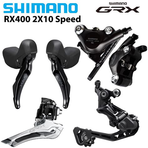 Shimano grx rx400 groupset 2x10 speed.  The brake/shift levers have a sig...