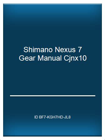 Shimano nexus 7 gear manual cjnx10. - Mitte: philosophische, medientheoretische und  asthetische konzepte.