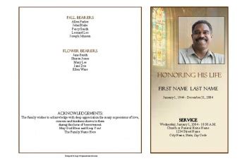 Shine Brightly Funeral Program Template 4 Page Graduated Fold