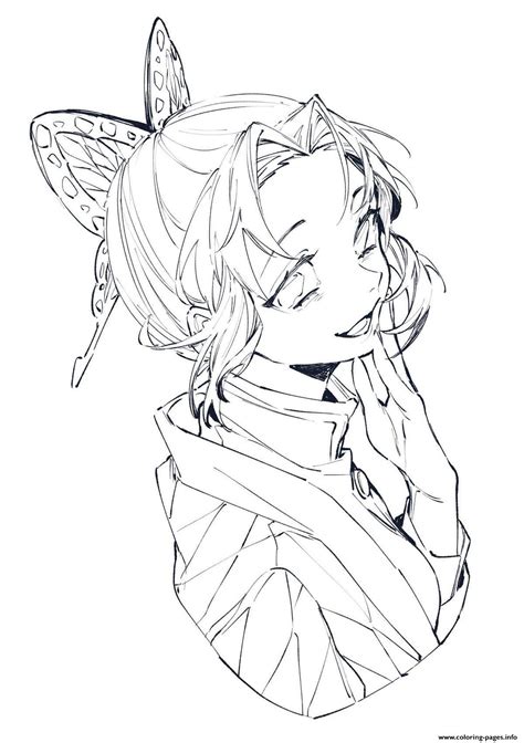 Shinobu Kocho Laughs Demon Slayer Coloring page Printable
