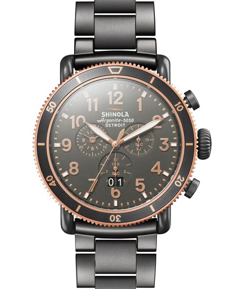 Shinola DETROIT Runwell Chronograph Leather Strap Watch GRAY …