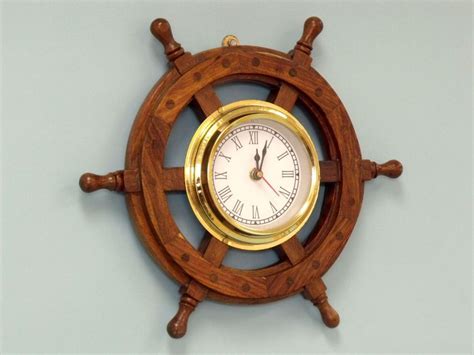 Ship Wheel Clock, 12" Nautical Décor - amazon.com