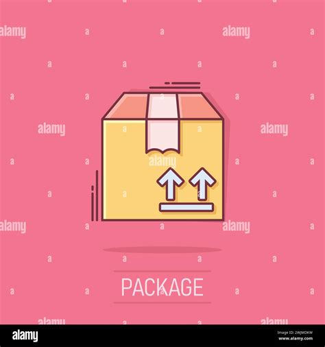 Shipping Box Icon in Comic Style. Container Cartoon Vector Illustration