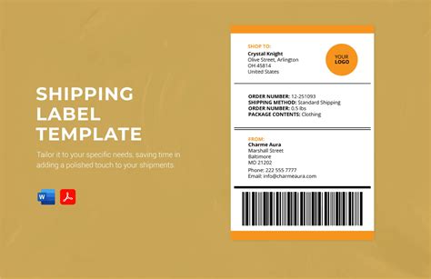 Shipping Label Template Excel Word Template