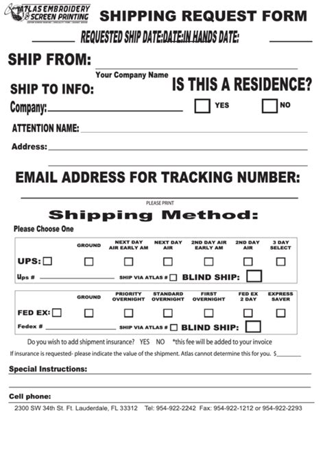 Shipping Request Form Fill and Sign Printable Template Online US