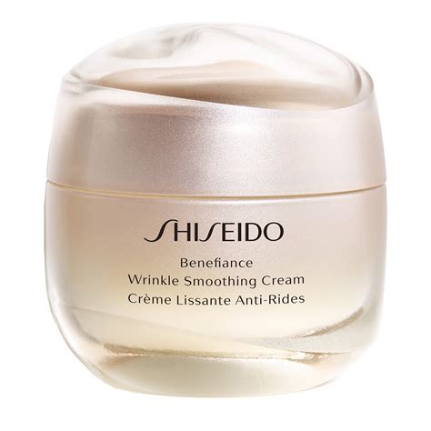 Shiseido benefiance. Benefiance Wrinkle Smoothing Cream. An anti-aging cream that visibly corrects wrinkles in just 2 weeks. Skin is left feeling smooth, moisturized, and radiant. ... Shiseido Benefiance Wrinkle Smoothing Cream. Ingredients explained. Water(Aqua/ Eau) Also-called: Aqua | What-it-does: solvent. 
