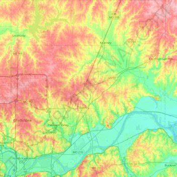 Shoal Creek Topo Map in Clay County, Missouri