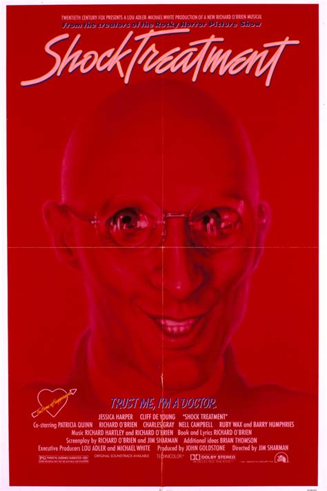 Shock treatment. Nov 18, 2015 · Shock Treatment (1981)Directed by: Jim Sharman Written by: Richard O'Brien and Jim Sharman Starr... "It's not a sequel... it's not a prequel... it's an equal!" Shock Treatment (1981)Directed by ... 
