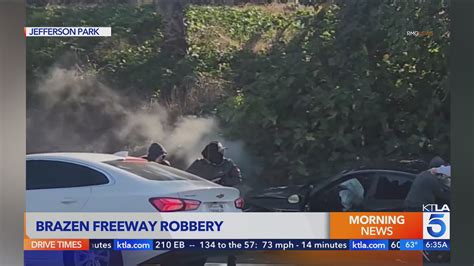 Shocking video shows driver robbed on L.A. freeway after intentional crash
