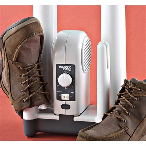 Shoe dryer. Product Description. The original “Forced Air” dryer reliable, works clean and quiet, using a gentle breeze, softly warmed to remove wetness and odor from boots and gloves together - in about an hour! No costly add-on’s needed to dry tall boots, work boots, athletic shoes, play gloves, work gloves, or children’s boots and shoes too. 