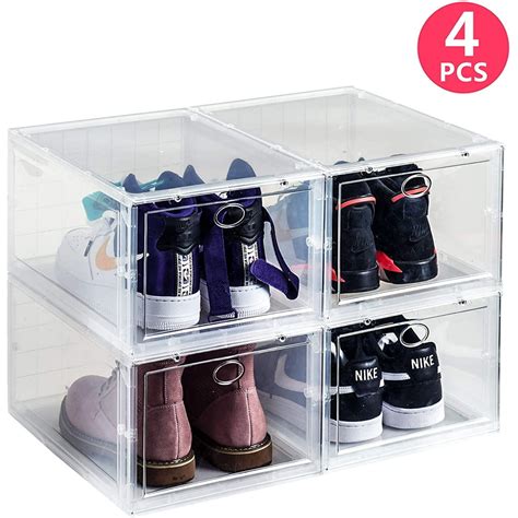 All of our Shoe Storage Boxes are built to the same measurements 36CM (14.2″) x 29CM (11.4″) x 22CM (8.7″) allowing you to choose from our range of Front & Side View Storage Boxes and mix and match to create your perfect shoe display. . Shoe storage boxes stackable