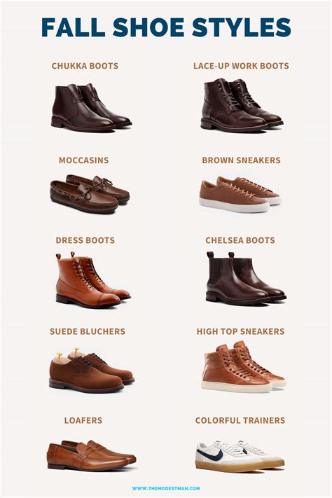 Shoe types for guys. Different Types of Men’s Dress Shoes. Introduction to Dress Shoe Types. The Oxford Balmoral Dress Shoe. The Derby and Blucher Dress Shoes. The Blucher Wingtip Dress Shoe. Men’s Dress Boots. The Loafer and Monkstrap Slip-on. The White Buck Dress Shoe. Black Tie Dress Shoes. 