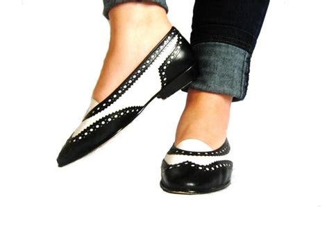 Shoes Flat Black and White - Etsy