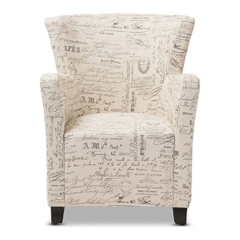 Shop Baxton Studio Benson French Script Patterned Fabric Club Chair and