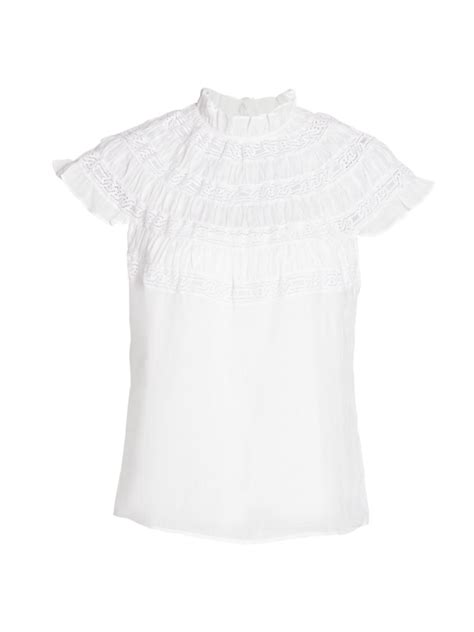 Shop Frame Lace Inset Short Sleeve Top Saks Fifth Avenue