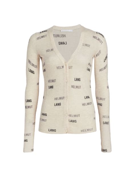 Shop Helmut Lang Logo-Print Wool Cardigan Saks Fifth Avenue