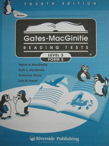 Shop riverside insights gates-macginitie reading tests. Designed to assess students’ “general level of reading achievement.” Publication Date: 1926–2000. Acronym: GMRT®. Publisher: Riverside Insights: Publisher address: Riverside Insights, One Pierce Place Suite 900, Itasca, IL 60143; Telephone: 800-323-9540; E-mail: inquiry@riversideinsights.com; Web: www.riversideinsights.com: Publisher … 