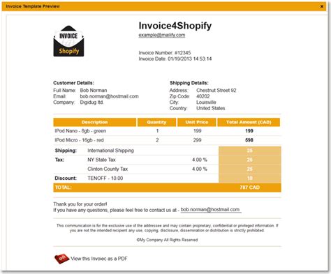 Shopify Invoice Template Code Resume Examples