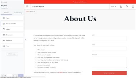 Shopify contact us page How to create it perfectly and add fields to
