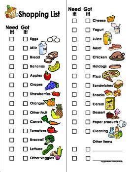 Shopping List Game Teaching Resources TPT