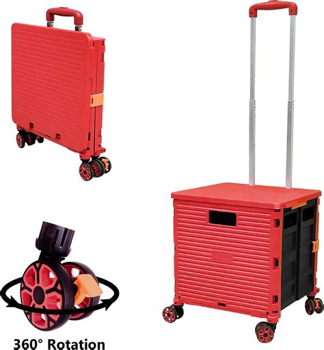 Shopping Trolley Box Folding Storage Cart Foldable Rolling Portable Crate