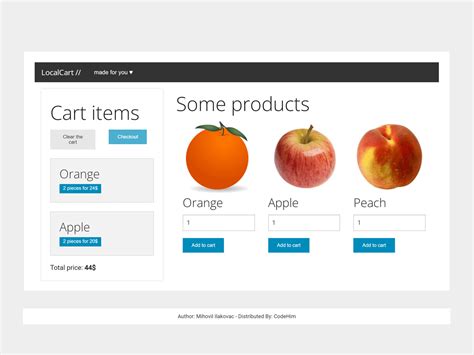 Shopping cart JS - CodePen