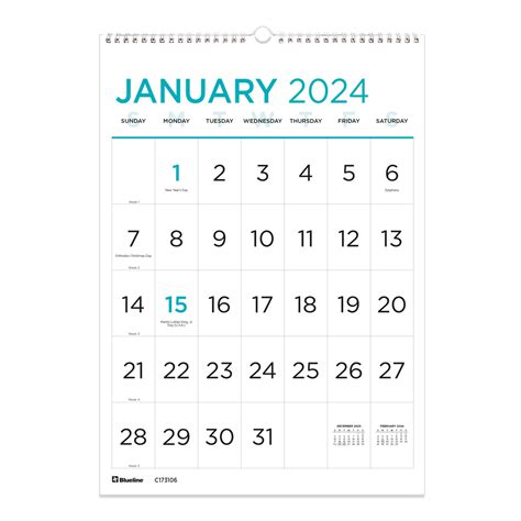 Shopzilla - Blueline Blueline Large Print Monthly Wall Calendar ...