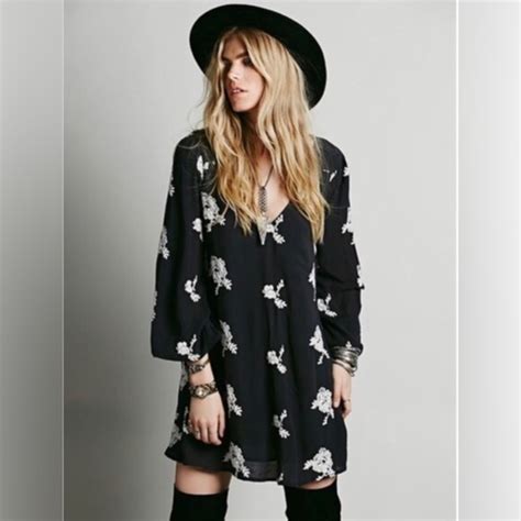 Shopzilla - Free People Dresses Free People Emma Black Boho Floral …